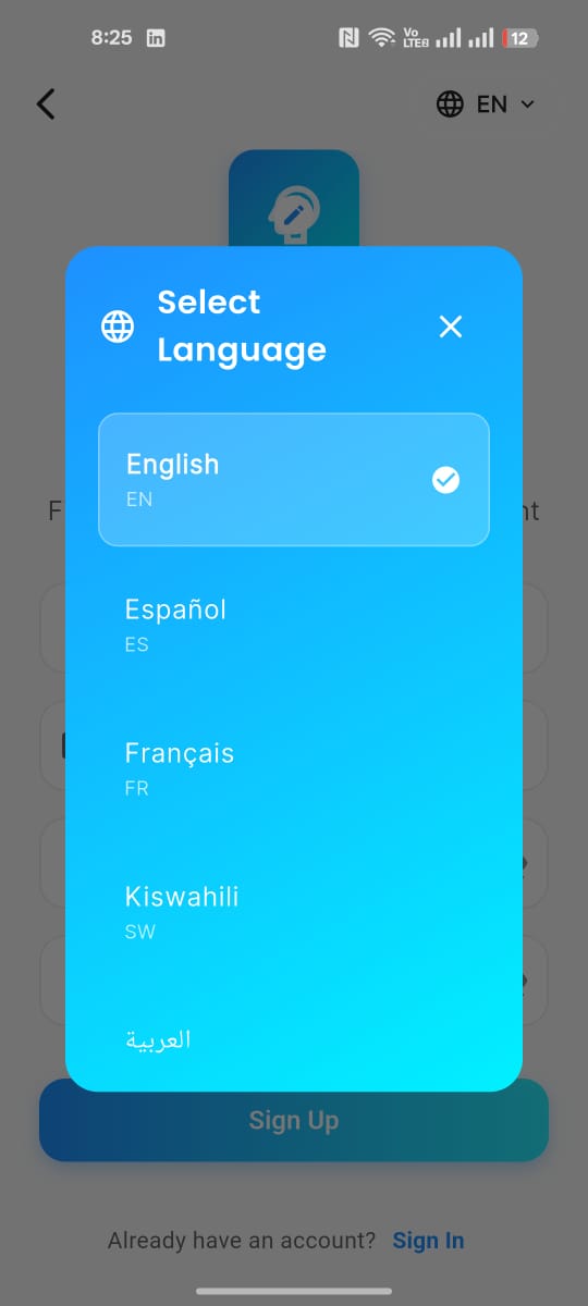 Language Selection